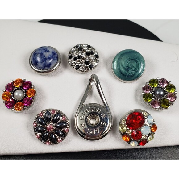 Ginger Snap Pendant with Set of 7 Cluster Rhinestone 18-20mm Fit Ginger Charms - Picture 6 of 11